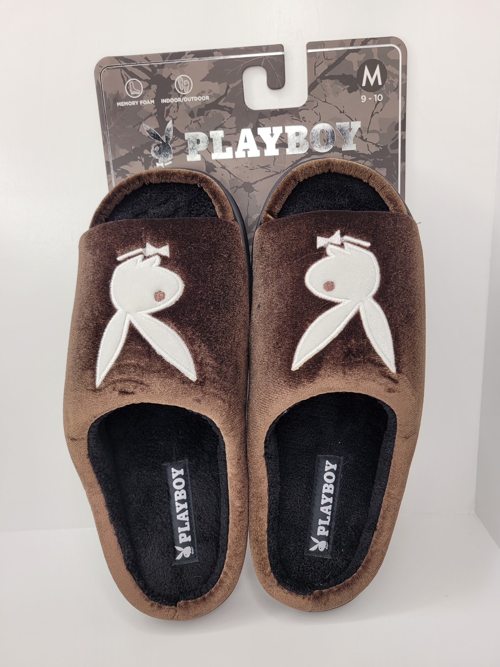 👉✨️Playboy Brown Plush Logo Men  Slippers Medium [9-10]
